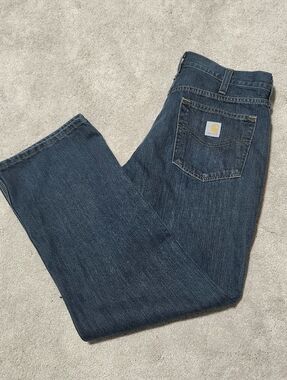 Carhartt Men's Relaxed Fit Straight Leg Dark Blue Jeans Size 34x30